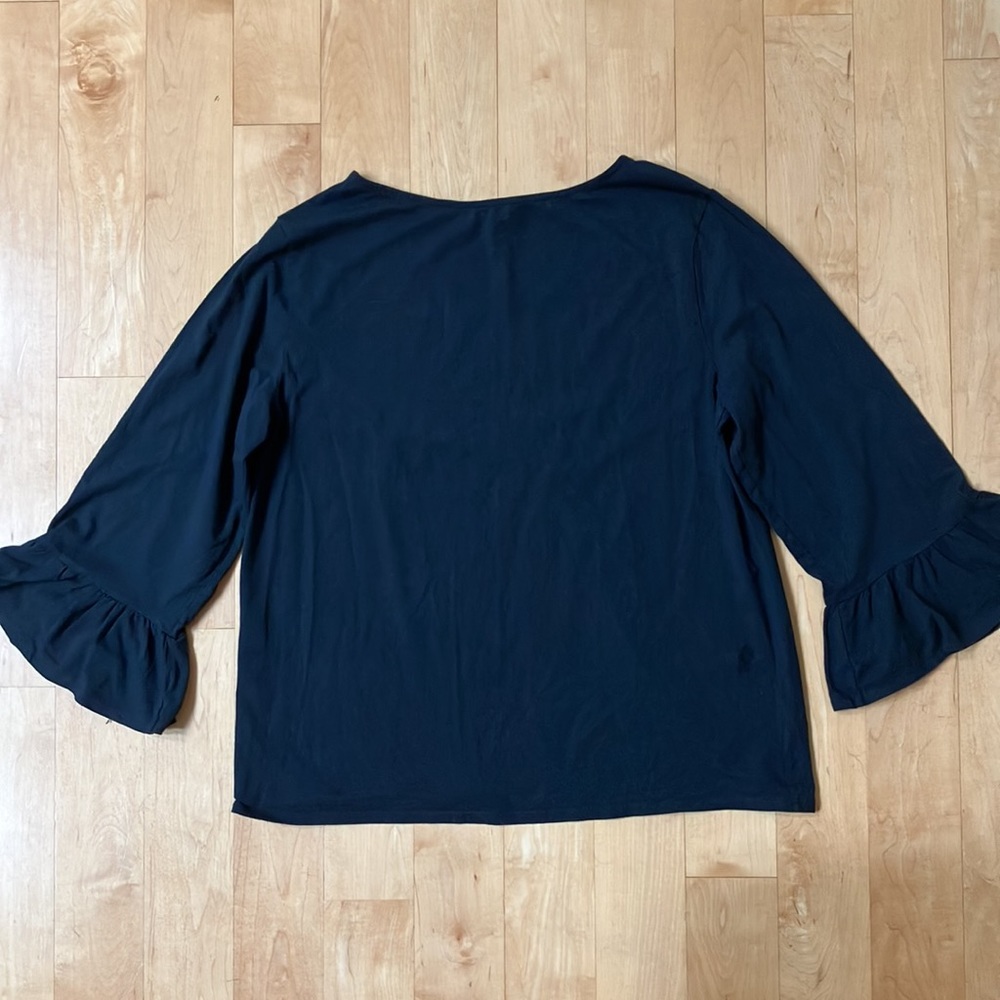 Fresh Produce Black Stretch Knit KIRA 3/4 Bell Sleeve Top - size Large